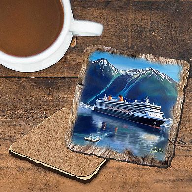 Cruise Ship Wooden Cork Coasters Gift Set Of 4