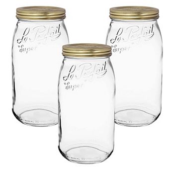 Le Parfait Screw Top Jars Large French Glass Jars For Pantry Storage Bulk Goods Canning Lid 96 Fl Oz
