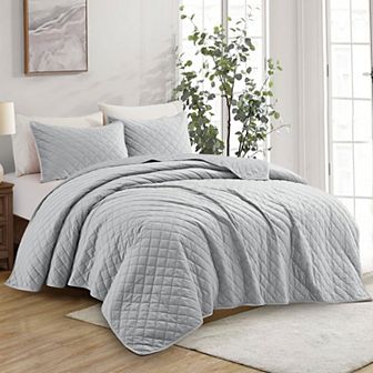 Unikome 3 pc Velet Quilted Reversible Quilt Set with Shams
