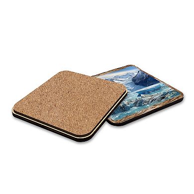 Glacier's Majesty Wooden Cork Placemat And Coasters Gift Set Of 7