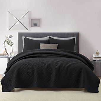 Unikome 3 pc Microfiber Reversible Quilt Set with Shams