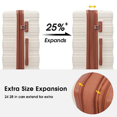 Merax Hardshell Luggage Sets 3 Pcs Spinner Suitcase With Tsa Lock Lightweight