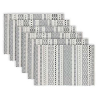 Dainty Home Maya Woven Vinyl Reversible Rectangular Placemat Set Of 6