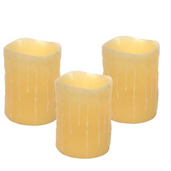 LED Dripping Wax Pillar Candles with Remote (Set of 3)