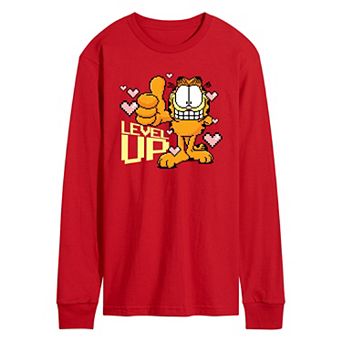 Men's Garfield Level Up Your Life Long Sleeve Graphic Tee