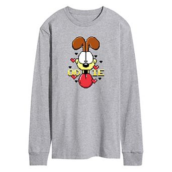 Men's Garfield Pixel Odie Long Sleeve Long Sleeve Graphic Tee