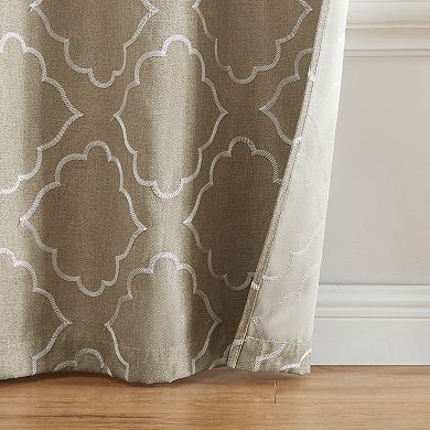 Elrene Home Fashions Valian Lattice Embroidered Blackout Window Curtain Panel Set Of 2