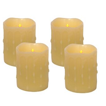 LED Dripping Wax Pillar Candles with Remote (Set of 4)