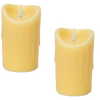 Simplux Designer LED Dripping Candle with Moving Flame and Remote (Set of 2)