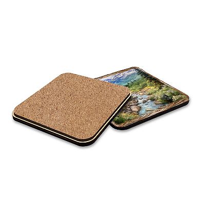 Mountain River Wooden Cork Placemat And Coasters Gift Set Of 7