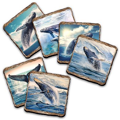 Humpback Whale Wooden Cork Placemat And Coasters Gift Set Of 7