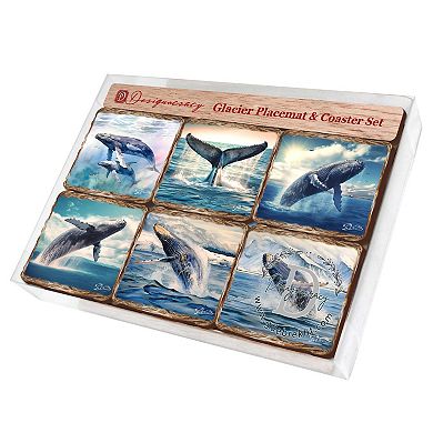 Humpback Whale Wooden Cork Placemat And Coasters Gift Set Of 7