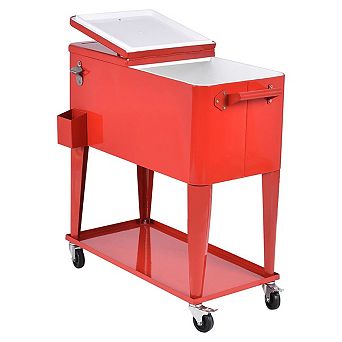 80-qt Red Sturdy Rolling Steel Construction Cooler