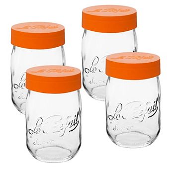 Le Parfait Screw Top Jars Large French Glass Jars For Pantry Storage Bulk Goods Orange Lids 32 Fl Oz