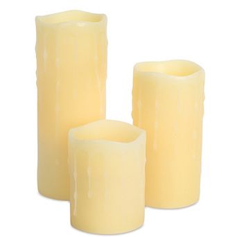 LED Dripping Wax Pillar Candles with Remote (Set of 3)