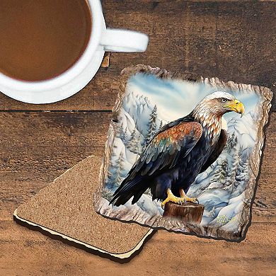 Bald Eagle Wooden Cork Coasters Gift Set Of 4