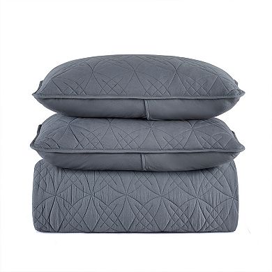 Unikome 3 Piece Microfiber Reversible Quilt Set with Shams