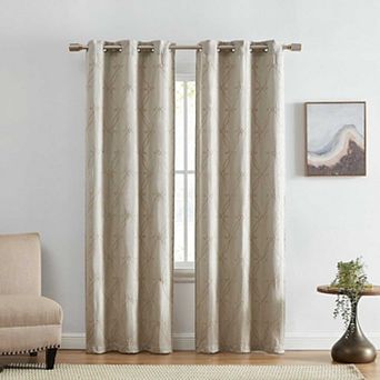 Elrene Home Fashions Palmetto Lattice Embroidered Blackout Window Curtain Panel Set Of 2
