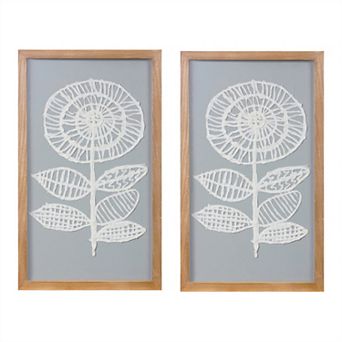 Framed Paper Mache Flower Wall Art (Set of 2)