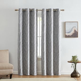 Elrene Home Fashions Sterling Branch Motif Embroidered Blackout Window Curtain Panel Set Of 2