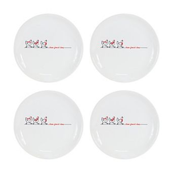 Stoneware Three French Hens Holiday Plate (set of 4)