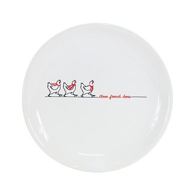 Stoneware Three French Hens Holiday Plate (set of 4)