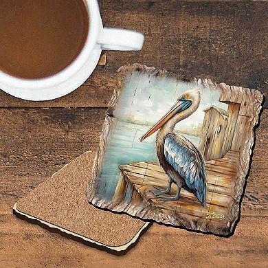 Pelican Wooden Cork Coasters Gift Set Of 4