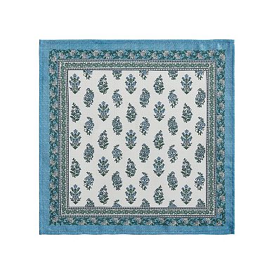 Tropez Block Print Stain & Water Resistant Indoor/outdoor Napkins, 17"x17", Set Of 4