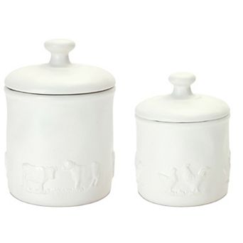 Ceramic Farm Animal Canister (set Of 2)