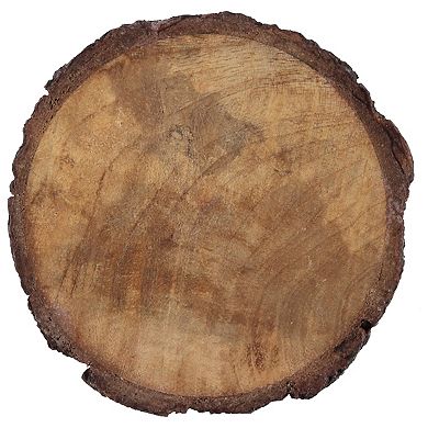 Dainty Home Wood With Tree Bark Designed 4" Round Coaster Set Of 4