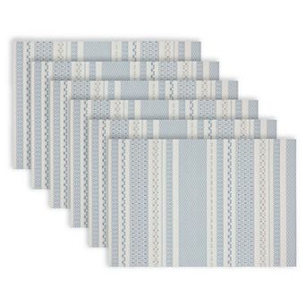 Dainty Home Maya Woven Vinyl Reversible Rectangular Placemat Set Of 6
