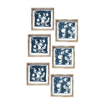 Wood Framed Floral Outline Print (set of 6)