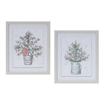 Potted Pine Tree Wall Art (Set Of 2)
