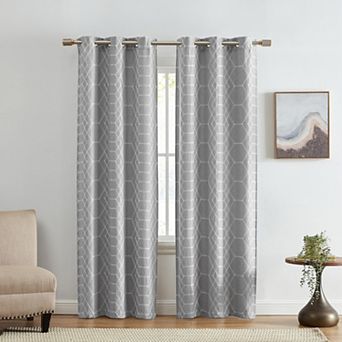 Elrene Home Fashions Kendal Geometric Embroidered Blackout Window Curtain Panel Set Of 2