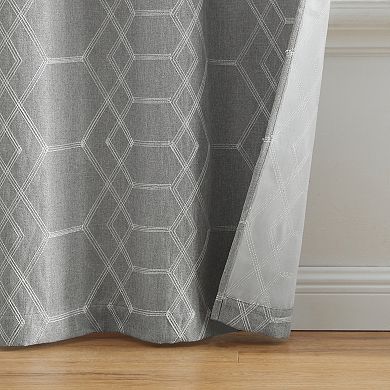 Elrene Home Fashions Kendal Geometric Embroidered Blackout Window Curtain Panel Set Of 2