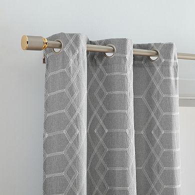 Elrene Home Fashions Kendal Geometric Embroidered Blackout Window Curtain Panel Set Of 2
