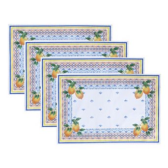 Elrene Home Fashions Capri Lemon Spring/Summer Table Placemats, 13"x19", Set Of 4