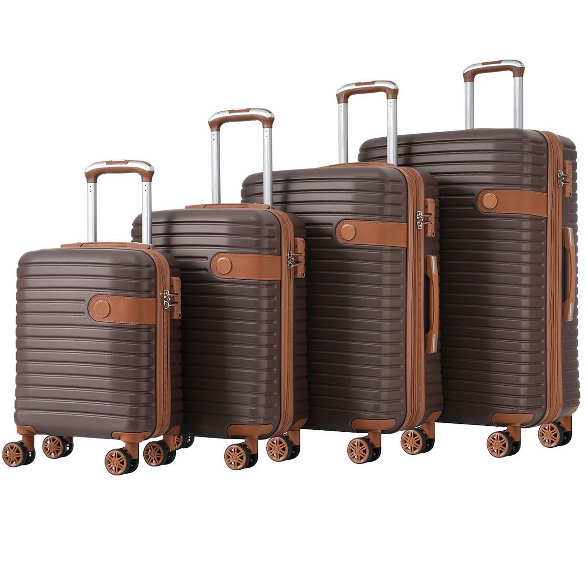 Merax 4 Piece Luggage Set Suitcase Set - Brown