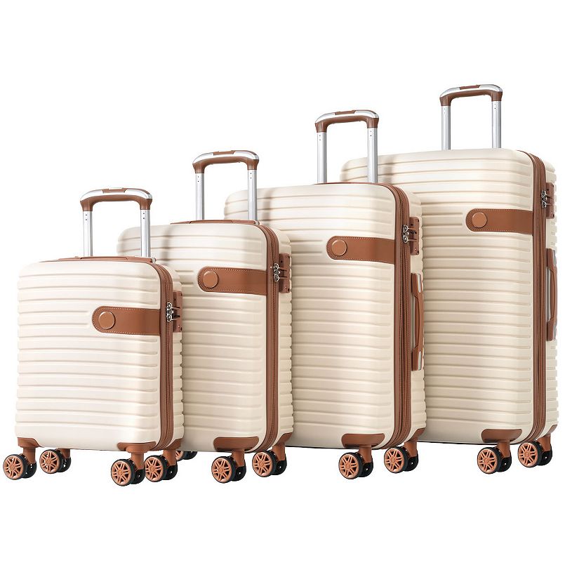 Merax 4 Piece Luggage Set Suitcase Set--Black and Brown