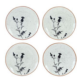 Rustic Thistle Etched Plate With Speckled Finish (set of 4)