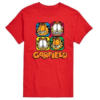 Men's Garfield Pixel Faces Graphic Tee