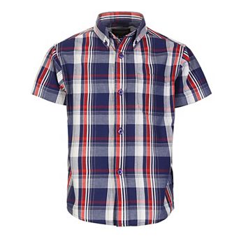 Gioberti Kid's Casual Plaid Checkered Short Sleeve Button Down Shirt