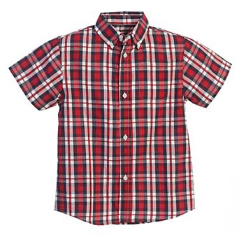 Gioberti Kid's Casual Plaid Checkered Short Sleeve Button Down Shirt