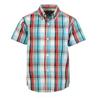 Gioberti Kid's Casual Plaid Checkered Short Sleeve Button Down Shirt