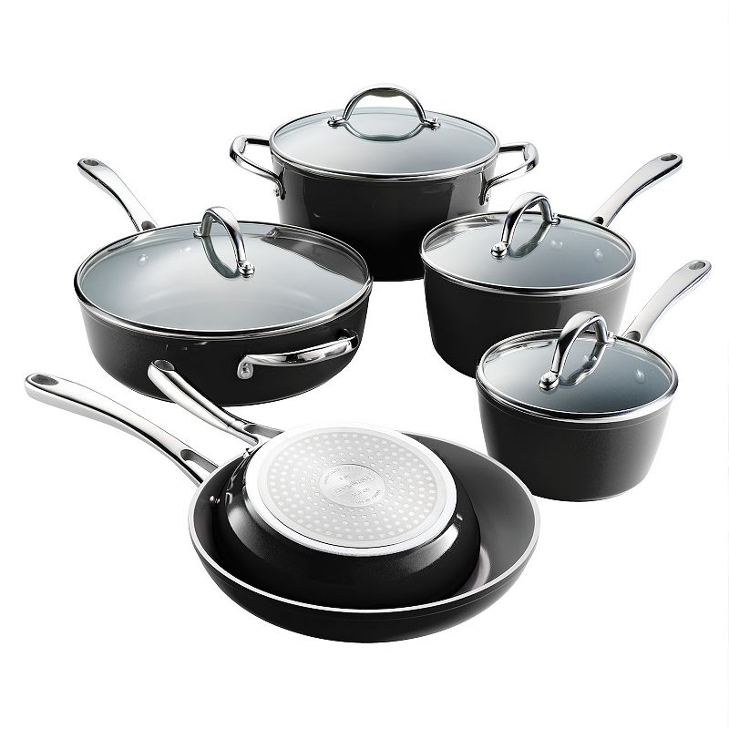 UPC 016017157972 product image for Tramontina 10-pc. Ceramic Cold-Forged Induction Cookware Set, Black | upcitemdb.com