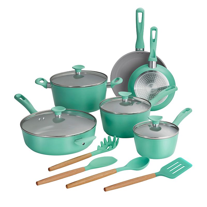 UPC 016017158009 product image for Tramontina 14-pc. Ceramic Induction Cookware Set, Green | upcitemdb.com