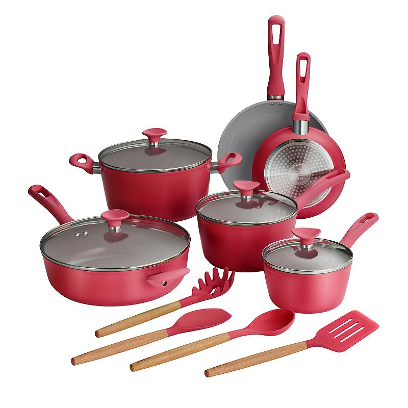 UPC 016017157989 product image for Tramontina 14-pc. Ceramic Induction Cookware Set, Red | upcitemdb.com