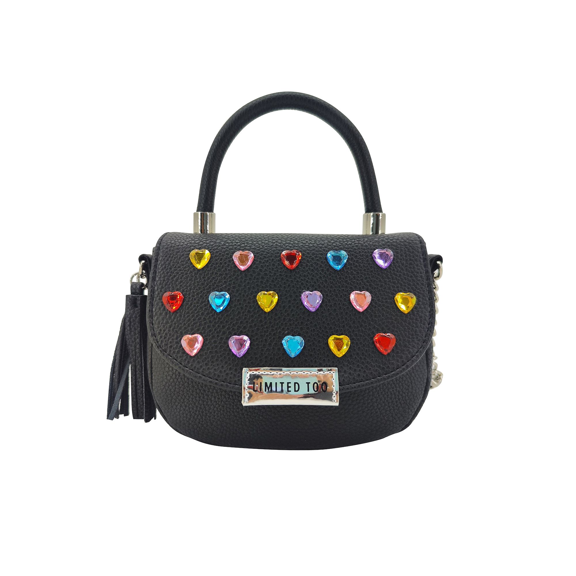 Girls Limited Too Heart Gems Crossbody Bags, Black