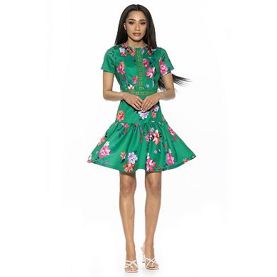 Women's ALEXIA ADMOR Alexa Lace Trim Floral Print Mini Dress
