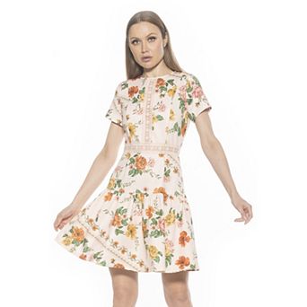 Women's ALEXIA ADMOR Alexa Lace Trim Floral Print Mini Dress